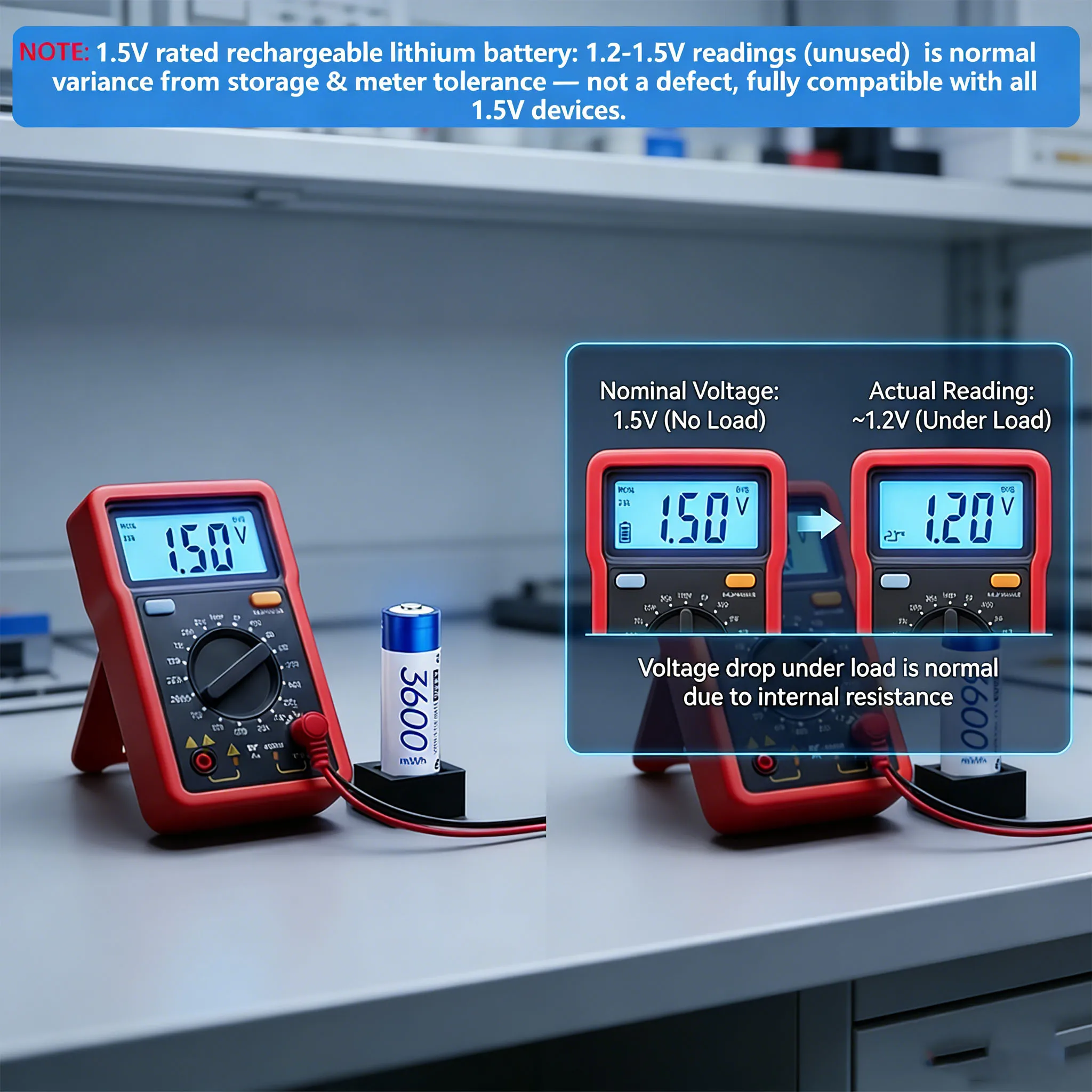 High-Capacity 1.5V Li-ion Rechargeable AA Batteries 3600mWh