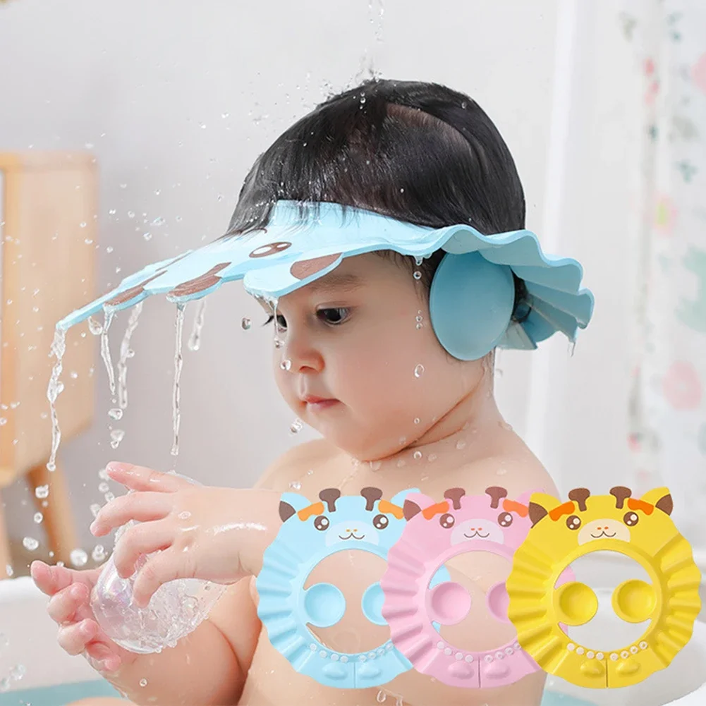 

Baby Shower Soft Cap Adjustable Hair Wash Hat for Kids Ear Protection Safe Children Shampoo Bathing Shower Protect Head Cover