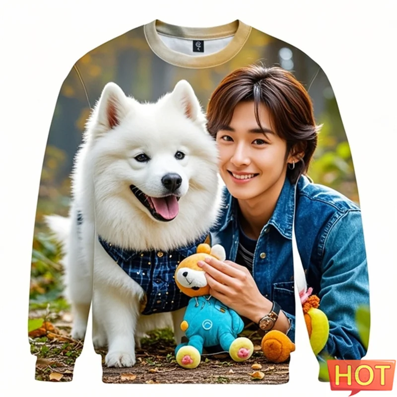 

Dog Lover 3d Print Samoan Sweatshirts Dogs Getting Close To Humans Graphic Pullover Streetwear Women Kid Outdoor Cute Sportwear