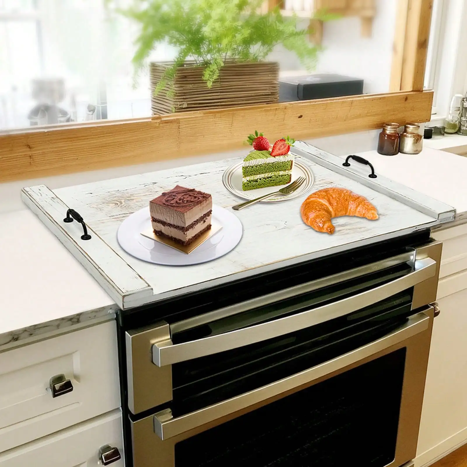 

22"X30" Noodle Board Stove Cover For Gas Stovetop, Pine Wood Cutting Board Counter Space Saver With Handles, Heat Resistant Kitchen Work Surface Extende