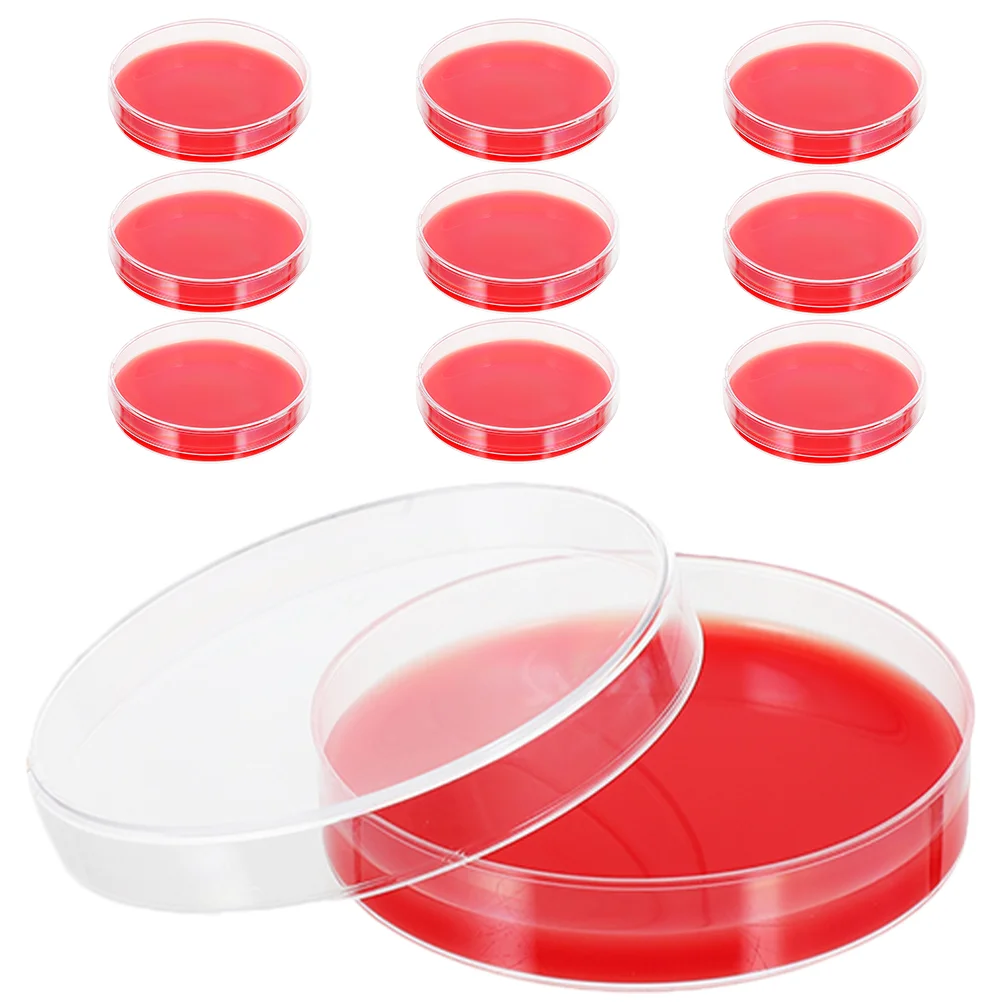 Placa de Petri para laboratorio, placa de Agar en sangre, Laboratorio de Ciencia plana, crecimiento medio, 10 piezas