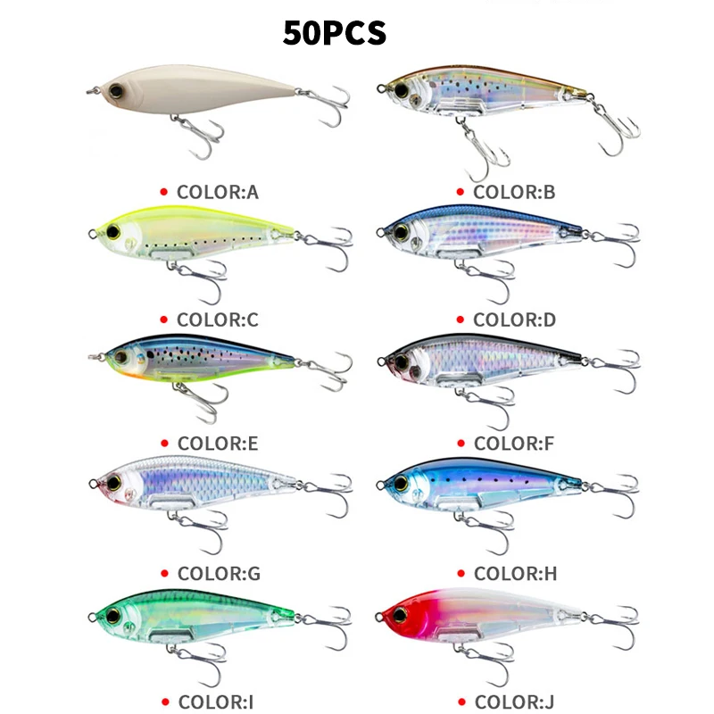 50pcs Sinking Pencil Fishing Lures 110mm 33g Inshore Twitchbait Wobblers Twitch Isca Artificial Bait Pesca Seabass Fish Tackle