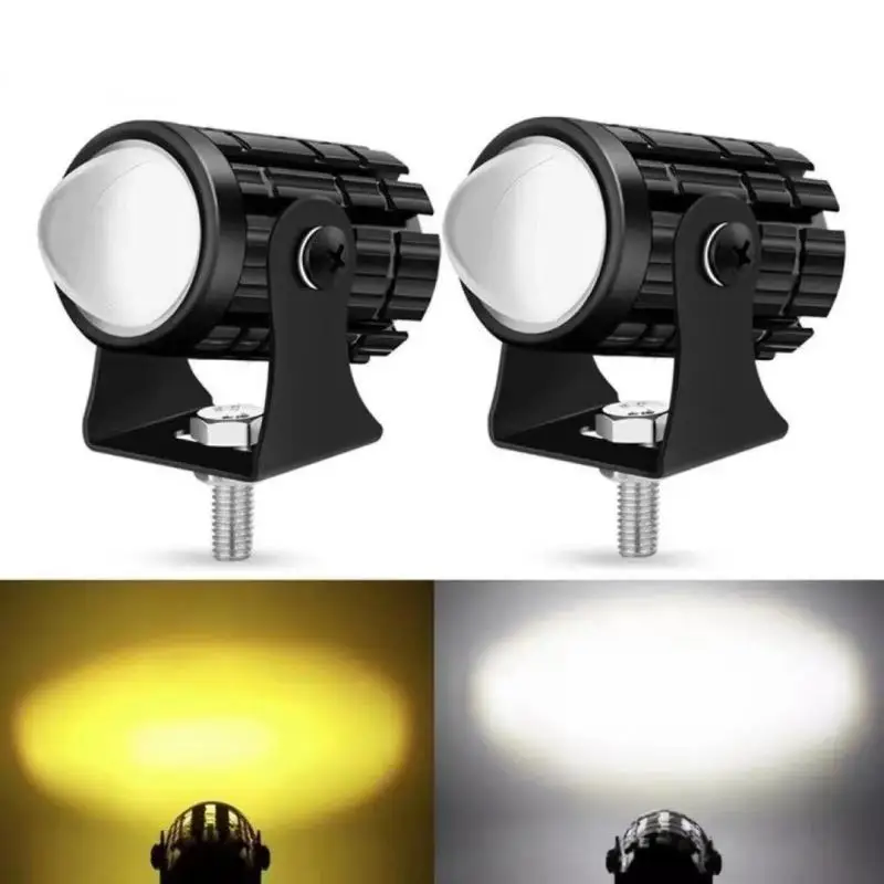 

1/2PCS Universal Dual Color Spotlights Motorcycle LED Headlight Mini Driving Light Motorbike Truck Trailer Off-road Accessories