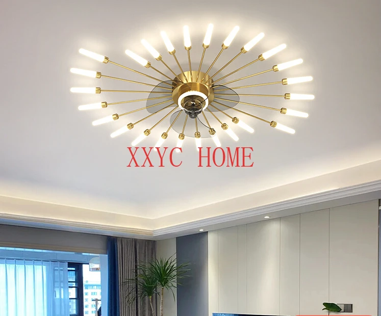 Minimalist modern ceiling fan light, Nordic fireworks, bedroom light, small unit restaurant decoration fan light