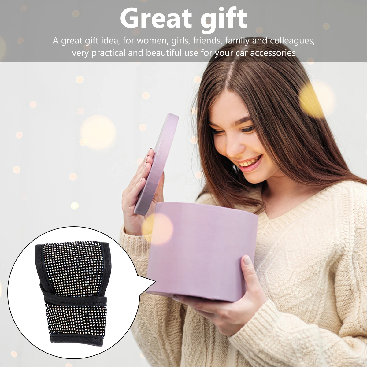 

Luxury Flannelette Crystal Car Accessories Auto Cover Waterproof Durable Decor For Women Girls Gift Shrink Proof Easy