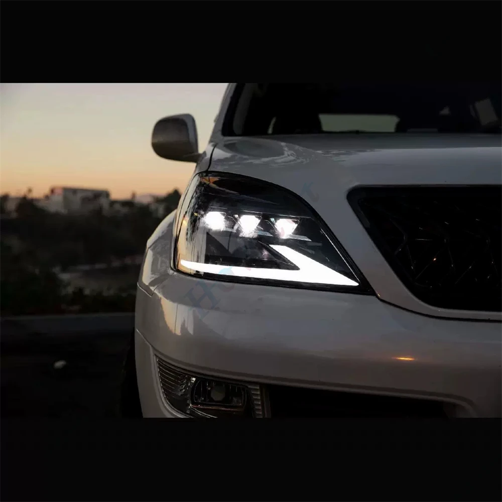 Pair LED Headlights For 2003 2004 2005 2006 2007 2008 2009 Lexus GX470 Headlamps LED Front Lamps Lights Turn Signal DRL Assembly view 3