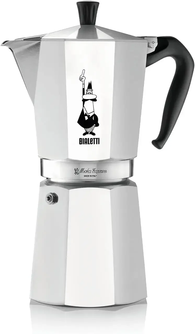 Bialetti - Moka Express: icónica cafetera expreso de estufa, hace café italiano Real, olla Moka 18 tazas (27 Oz - 810 Ml), Aluminio