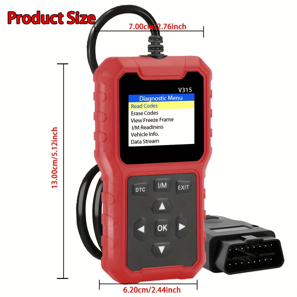 OBD2 scanner code reader supports multiple languages with erase code and search function, engine diagnostic tool