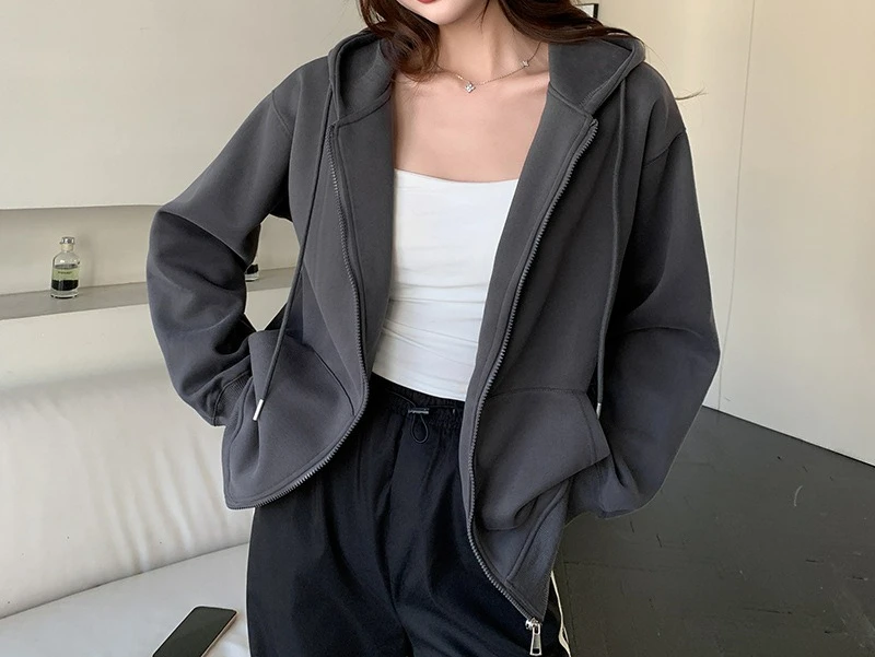 2025, Hoodie für Damen, Herbst, neue vielseitige Jacke, locker und faul, Herbst und Winter, plus Samt-Cardigan-Oberteil