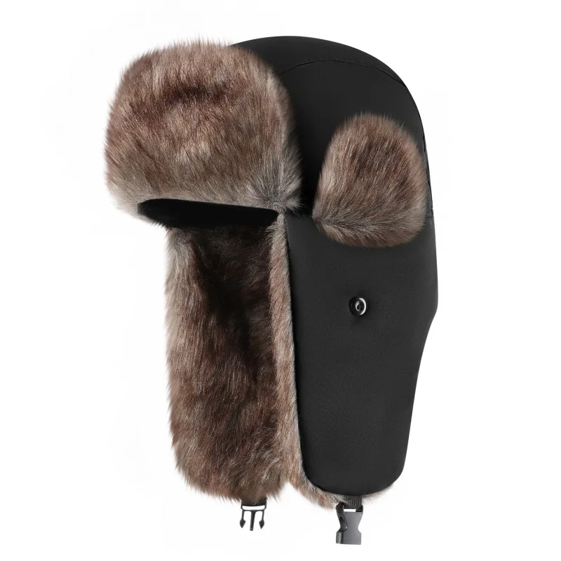 قبعة شتوية مقاومة للماء مع حماية للأذن للتزلج في الهواء الطلق وعاصفة ثلجية دافئة معزولة حراريًا من الفرو للجنسين