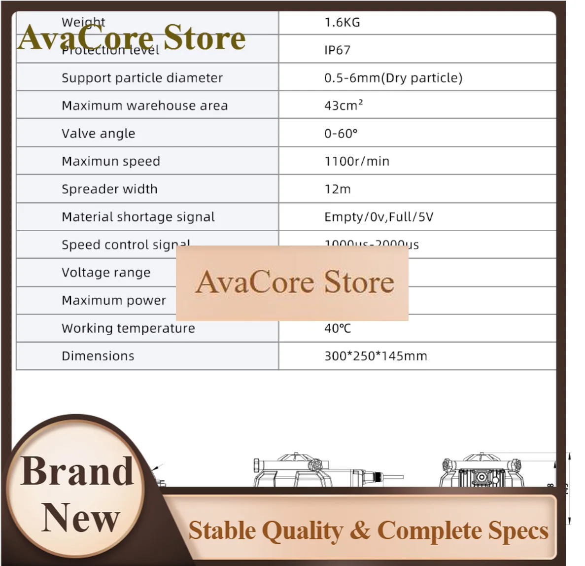 AvaCoreEPS200 Spreader For EFT Agricultural Drone Granule Seeding Tool Crop Protection