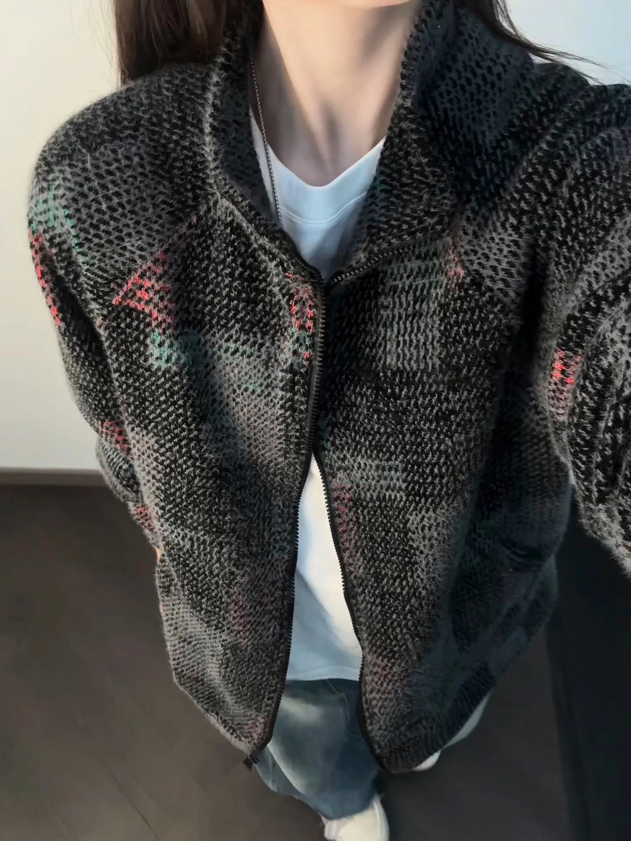 

Мужской осенне-зимний кардиган-свитшот Bla Plaid с воротником-стойкой, высококачественная верхняя одежда Cleanfit для пар