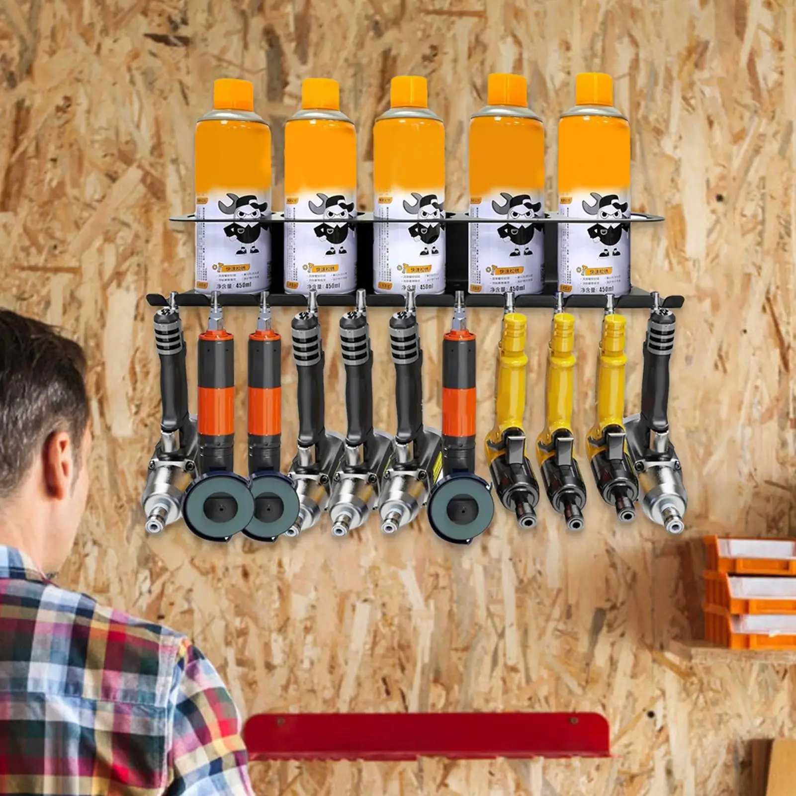 Wall Mounted Rack for Spray Can Wall Mounted Storage Rack Spray Can Holder Rack Steel Auto Detailing Organizer Tool 5 Holes