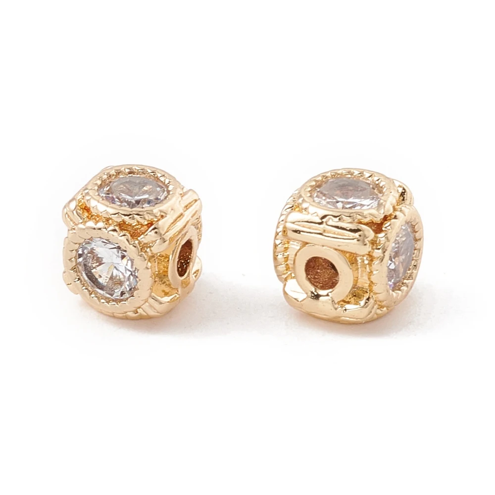 Cuentas de circonia cúbica para fabricación de joyas, abalorios cuadrados de latón de 5 piezas, 6x6x6mm, espaciador suelto para pulsera, collar, accesorios de decoración