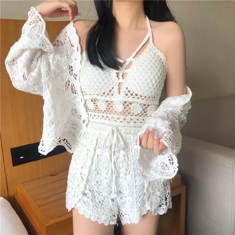 

Bikini Swimwear Women's Sexy Tee-piece Set Ne Hanging Design Thermal Spring Beach Belly Covering Slimming Gathered Suit
