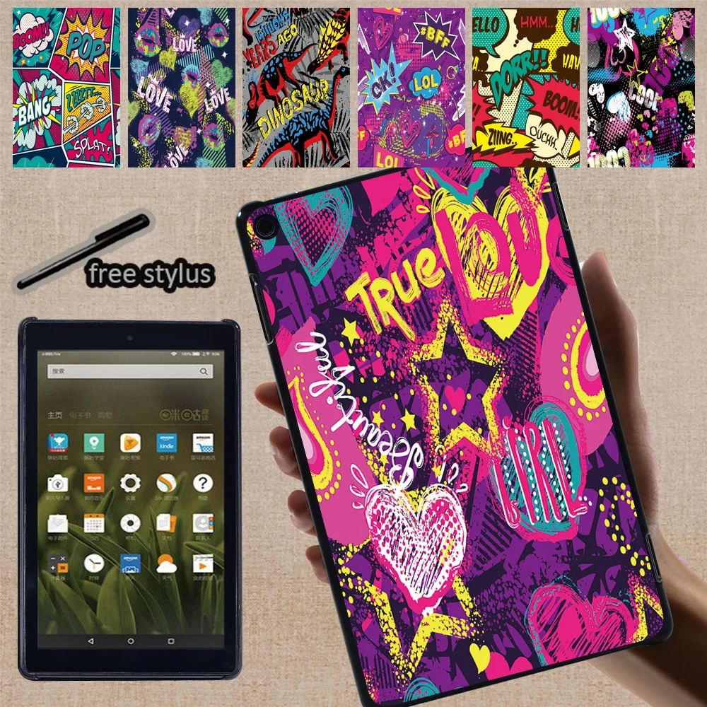 

Tablet Back Shell Case for HD 10 Plus/5th/7th/9th/11th/Fire 7(5th 7th 9th 12th)/HD 8Plus Gen/6th/7th/8th/10th Graffiti Art Print