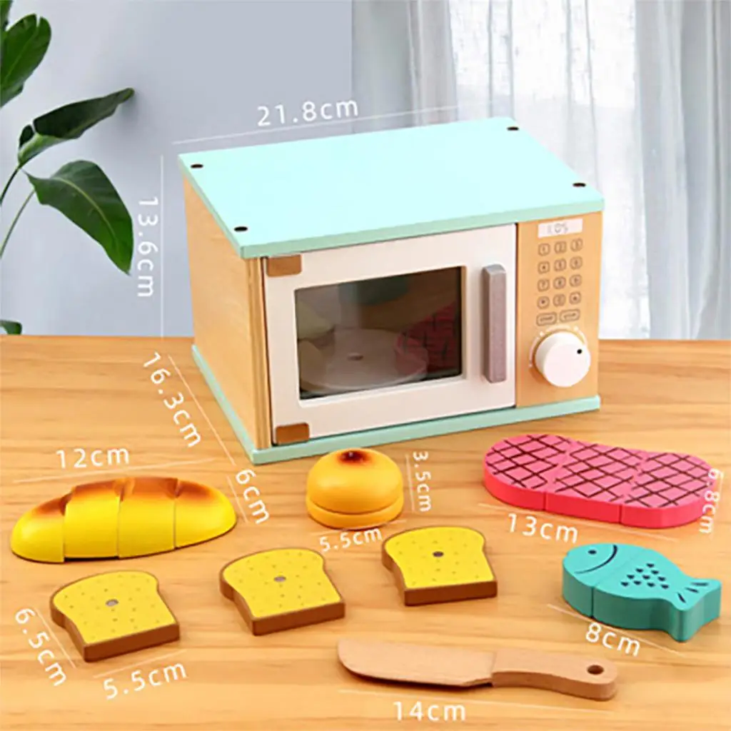 Jouets en bois pour micro-ondes pour bébés, maison de courses précoces, meubles colorés, faire semblant de cuisiner