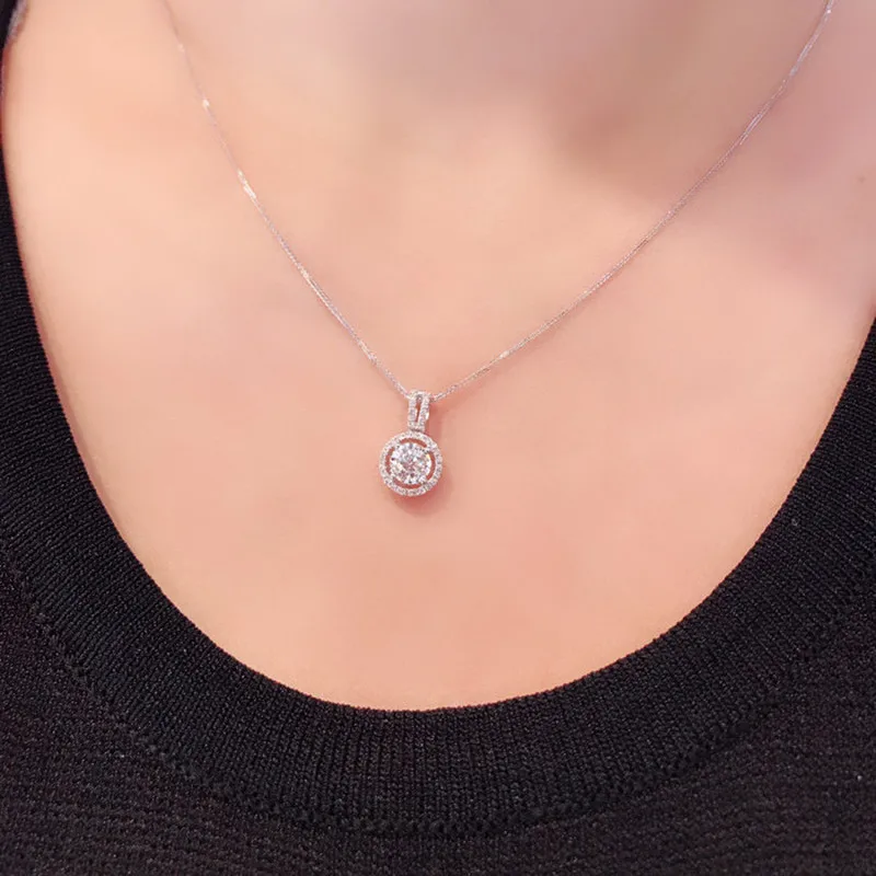 3-carat AAA zirconium necklace made of S925 pure silver with a white gold collar for ladies' party and date fashion jewelry
