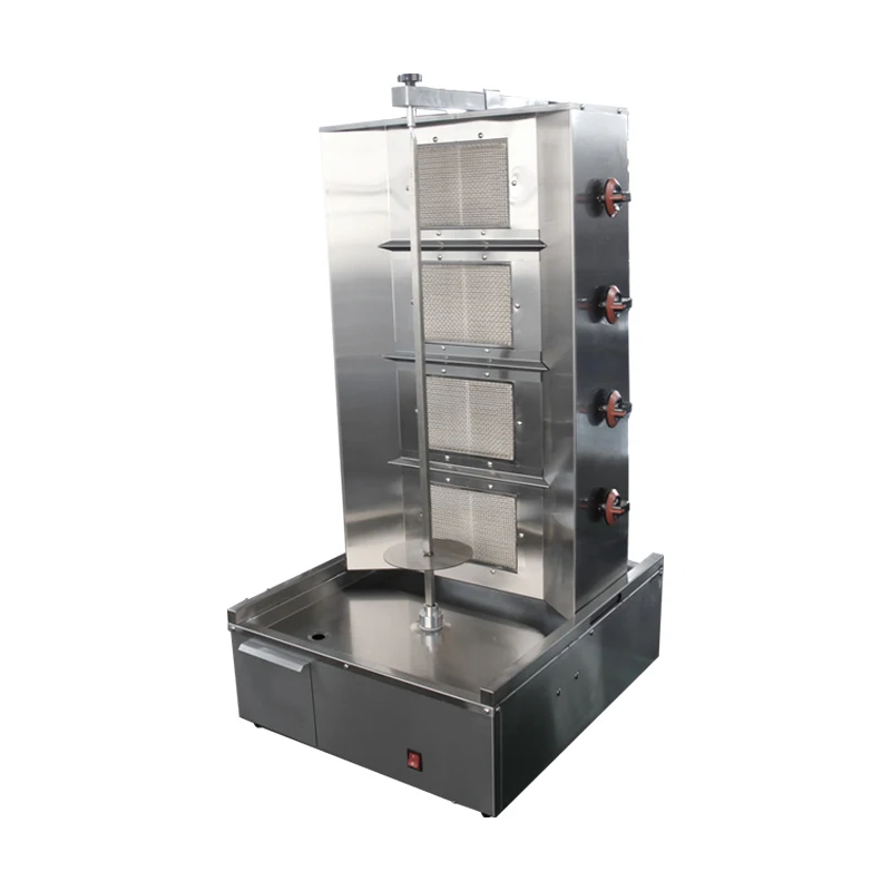 Latest Model High Quality 2/3/4-Burner Stainless Steel Gas Kebab Grill Shawarma Machine For Commercial Restaurants & Use