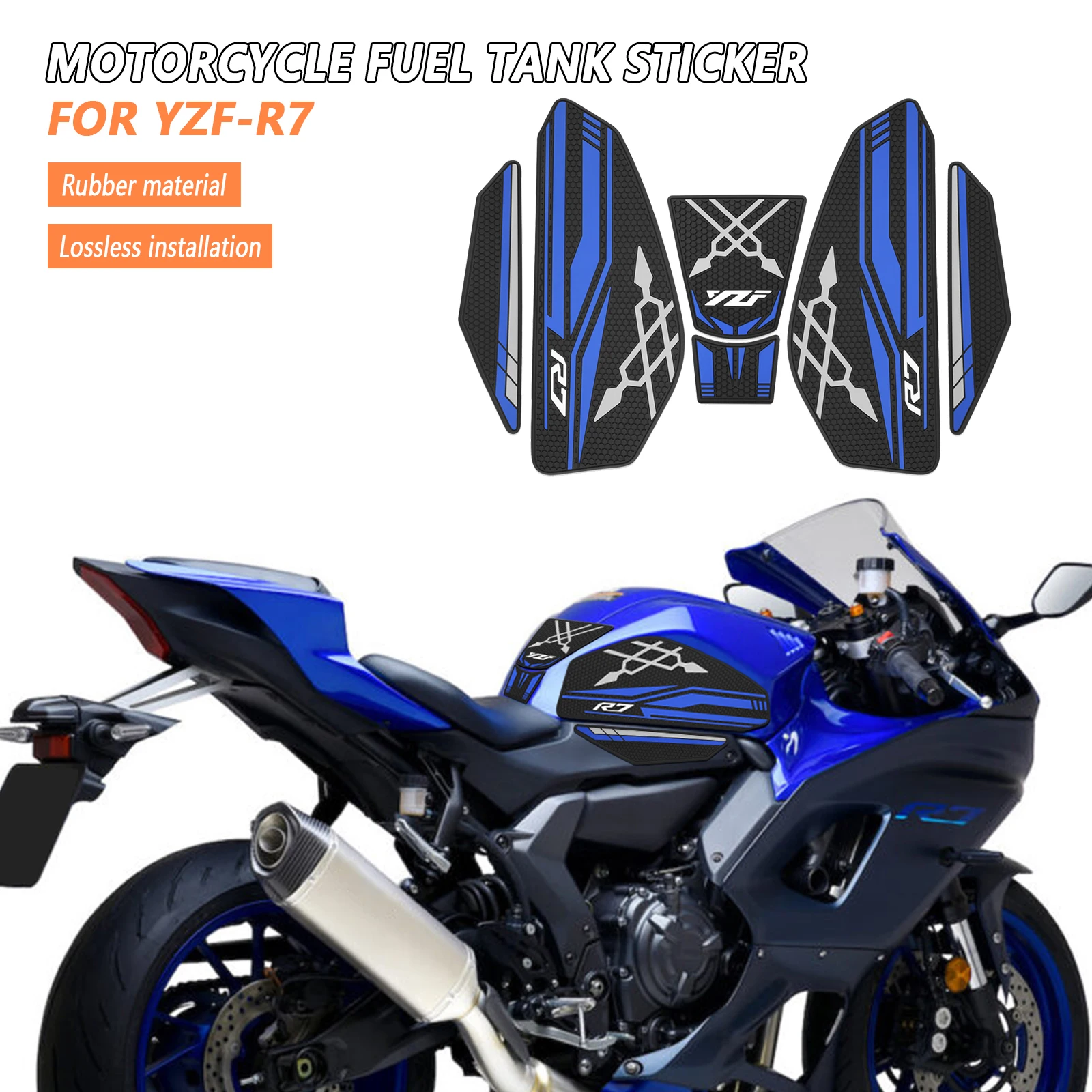 

Motorcycle Accessories Gas Fuel Tank Pad Protector Anti Slip Sticker 3D Decorative Decal For Yamaha YZF-R7 YZF R7 2021-2024 2025