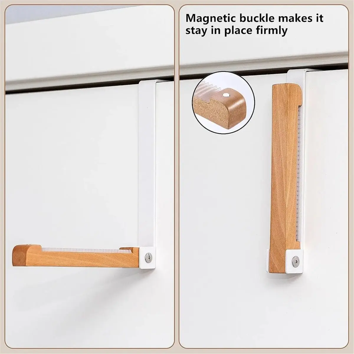 1PCS Portable Travel Door Hooks,Wooden Hook Organizer Rack for Coat Hats Robes,Foldable Clothes Hanger for Laundry Room