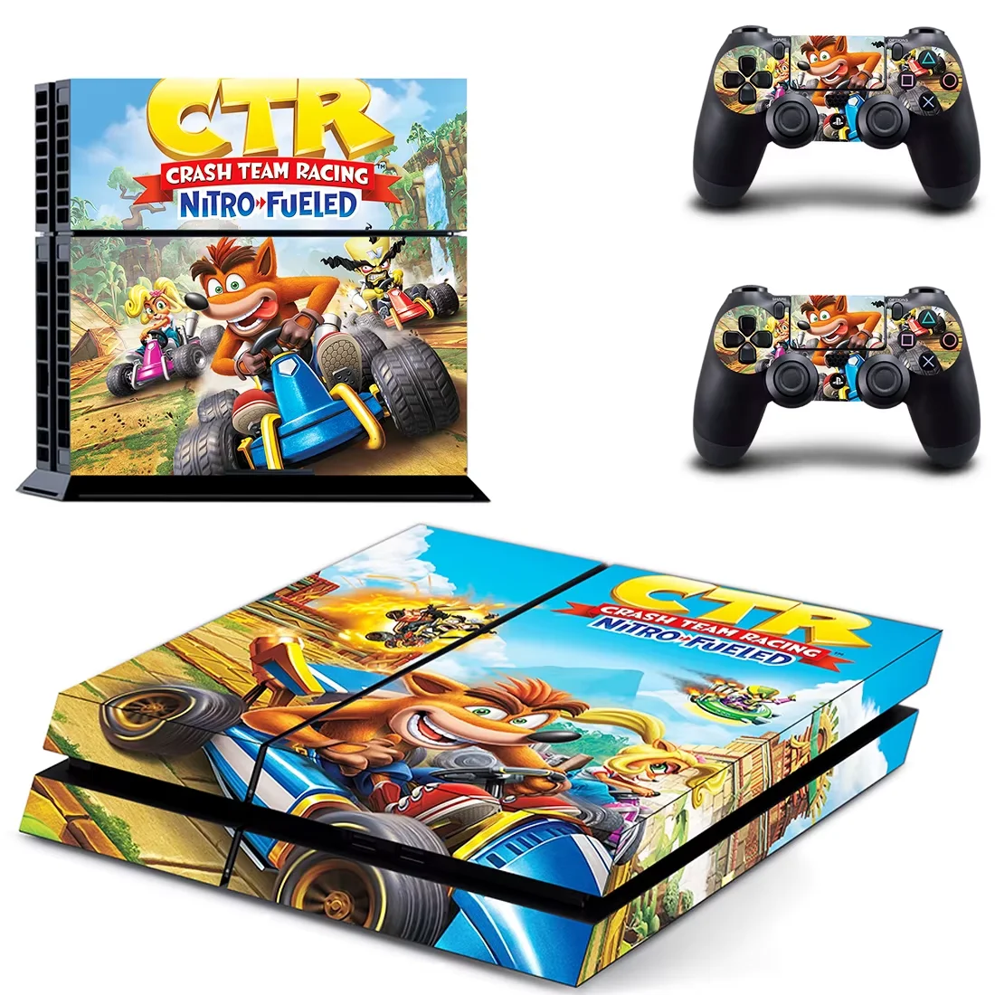 ملصق جلدي CTR PS4 من Crash Team Racing Nitro Fueled CTR PS4 لوحدة التحكم و2 جلود وحدة التحكم PS4 ملصقات فينيل