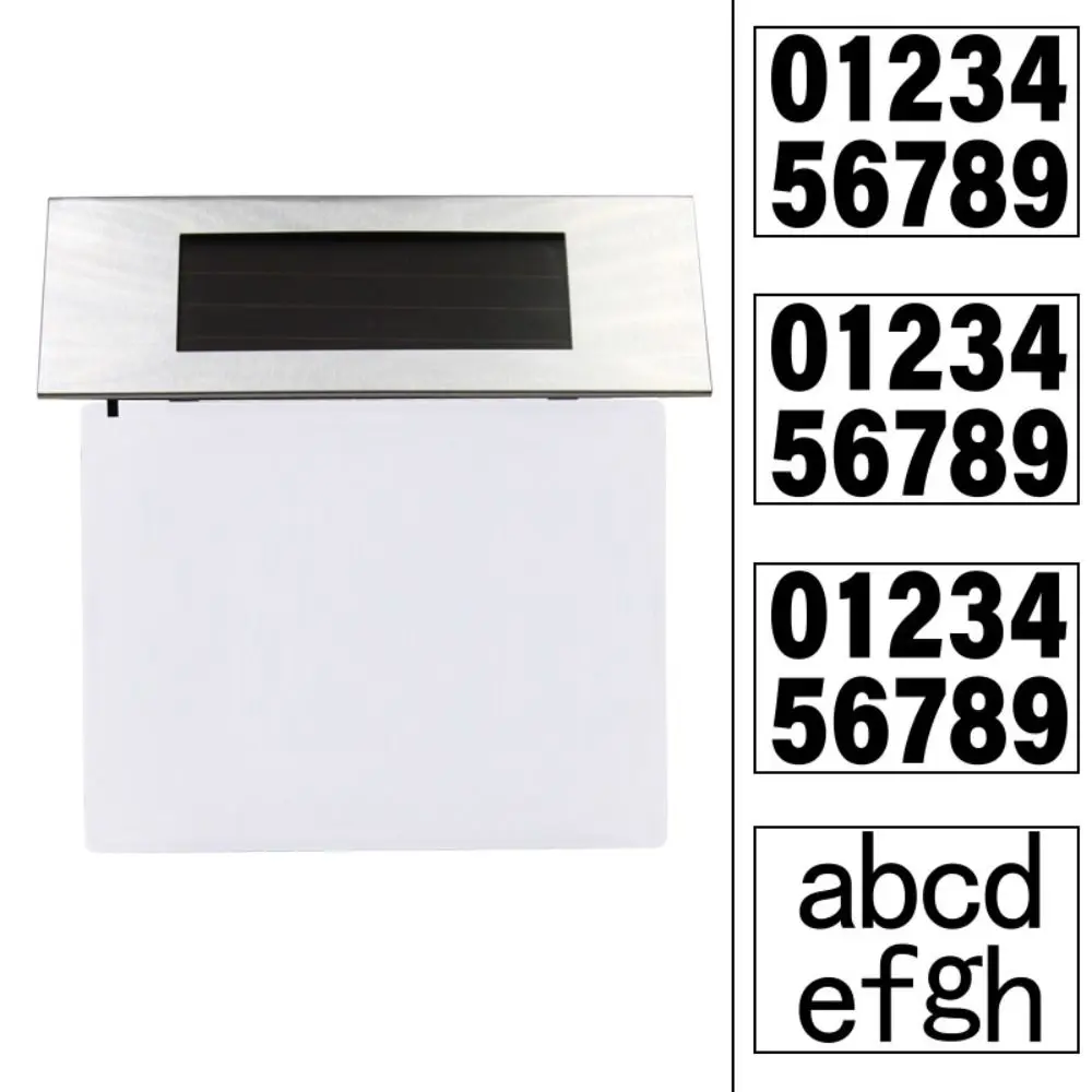 Solar-Powered LED Door Sign Light Stainless Steel Rainproof Home Door Number Lights Moisture-proof Easy Install