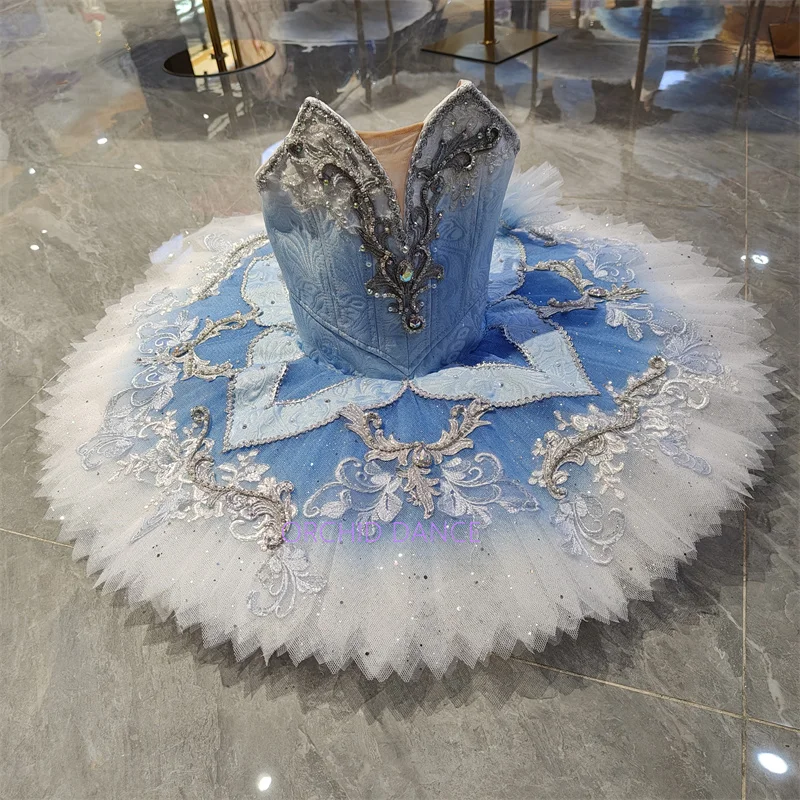 

12 Layers Professional Kids Girls Women Adult Blue Bird Silver Fairy Paquita Performance Wear Classical Ballet Tutu Costume