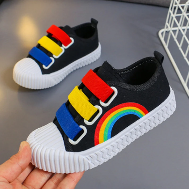 2024 New Boys and Girls Canvas Fashion Hook Children\'s Casual Shoes Soft Bottom Toddler Walking Shoes Anti-slip School Shoes