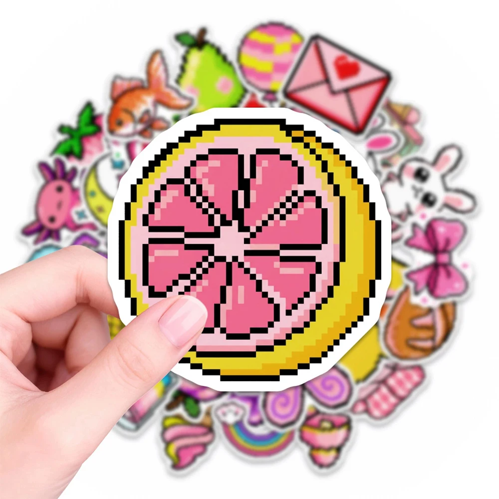 

10/30/50pcs Cute Pixels Style Animals Food Stickers Kawaii Cartoon Decals DIY Stationery Phone Notebook Funny Creative Sticker