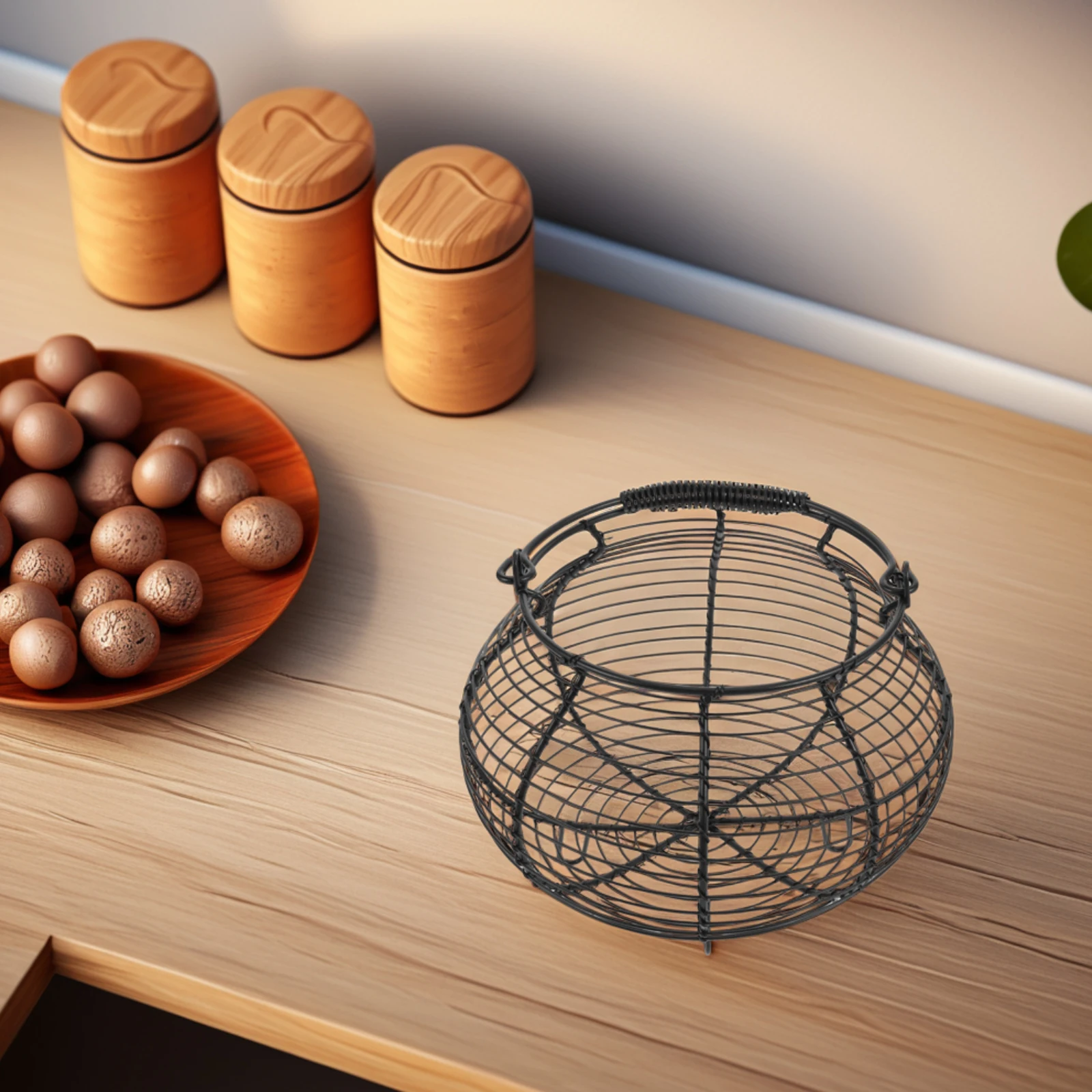 

Wire Basket Vintage Round for Shopping Kitchen Grocery Storage Egg Fruit Iron Vegetable Longlasting Portable
