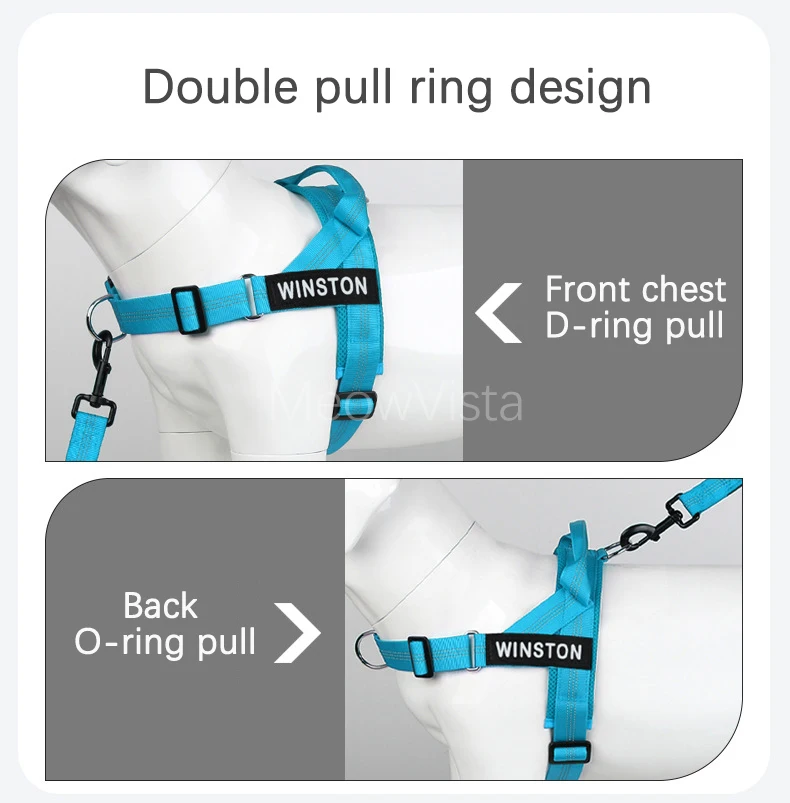 Personalized No Pull Dog Harness with Name Patch Escape-Proof Adjustable Reflective Soft Padded Dog Vest for Training Walking