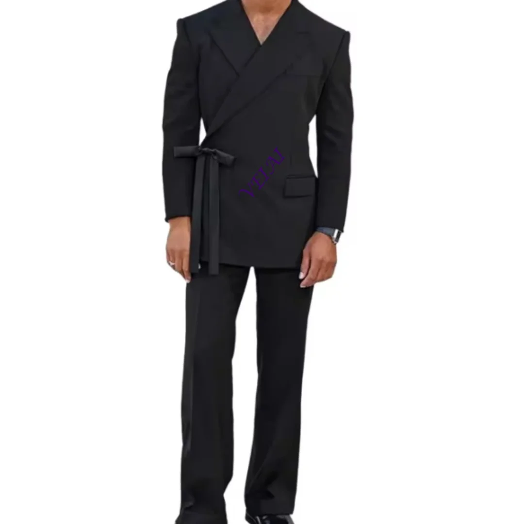 

Customized Classic Black Slim Fit Gentleman's Suit Two Piece Set Peak Lapel Business Casual Formal Male Clothing