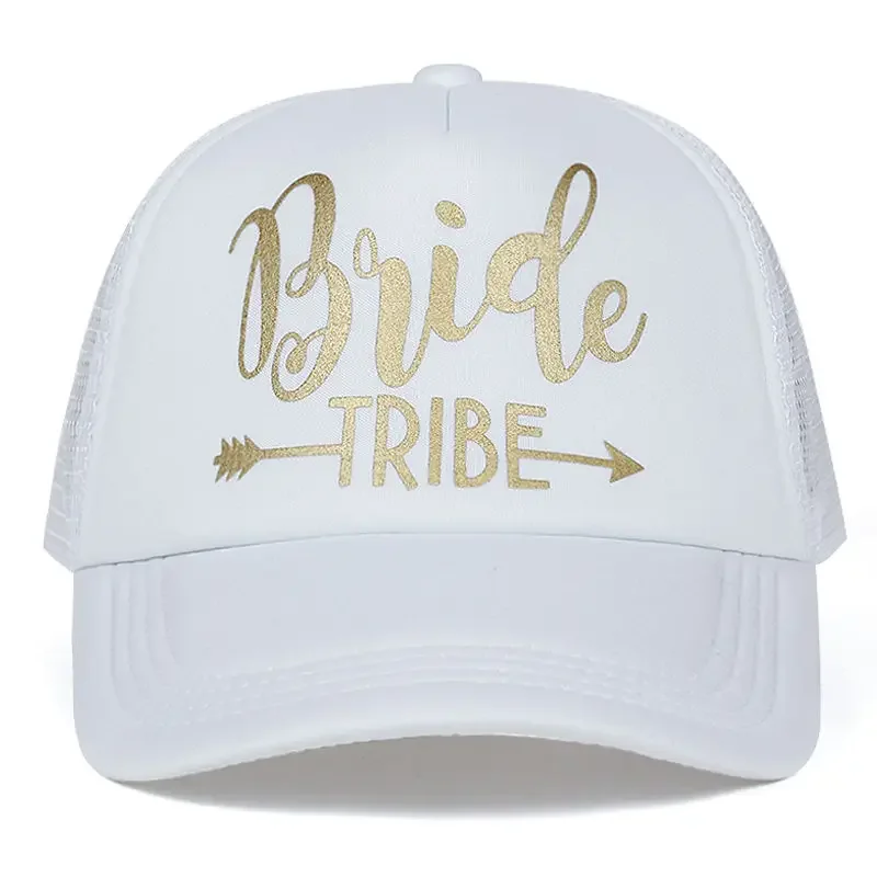 BRIDE TRIBE Trucker Hats Bachelorette Snapback Cap Neon Gold Letter Arrow Design Mesh Baseball Hat Caps  Hats for Women
