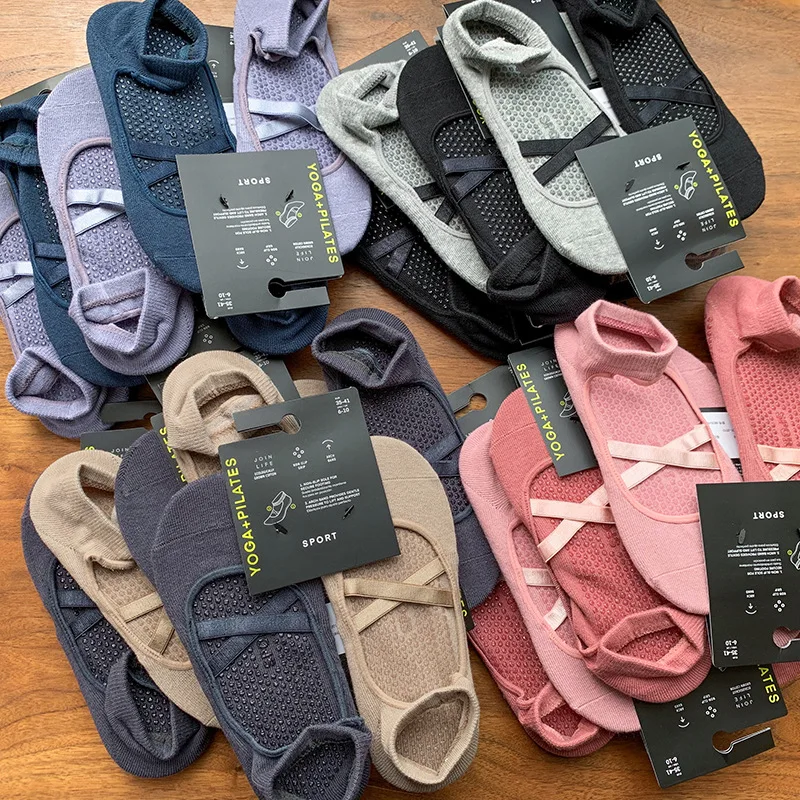 

2 Pairs Cotton Breathable Sweat-absorbent Yoga Socks Silicone Non-slip Floor Socks Pilates Ballet Fitness Sports Socks