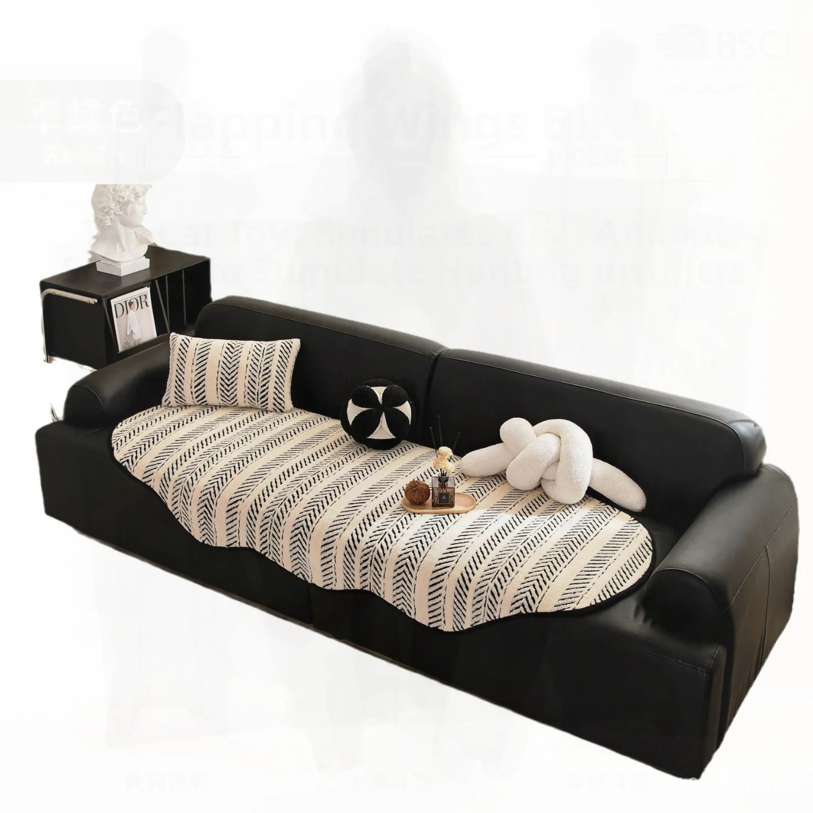 

Retro Shu Cotton Velvet Sofa Cushion 2024 Autumn Winter Warm Light Luxury Non-Slip Striped Design for Sectional Sofa Irregular