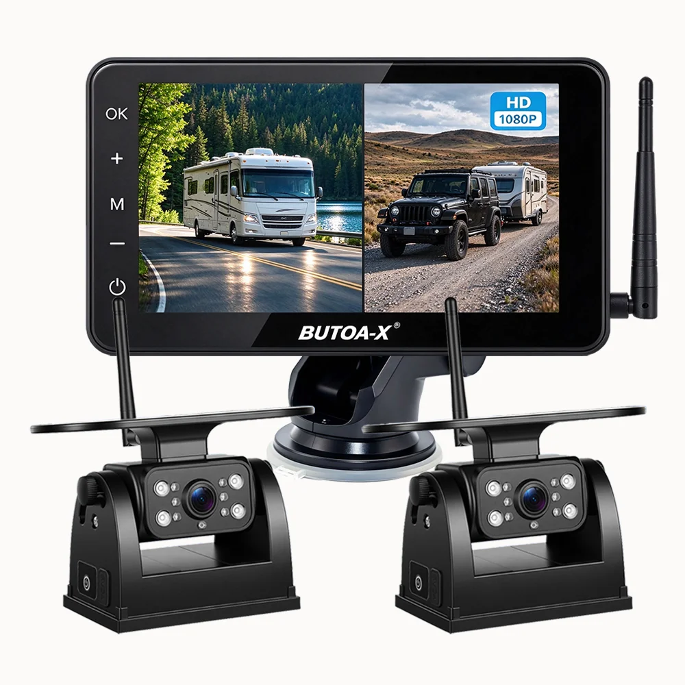 7 Inch Magnetic Solar Wireless Backup Camera Wifi Monitor 1 Min Easy Install for Car Truck RV Waterproof Rear Side Cameras