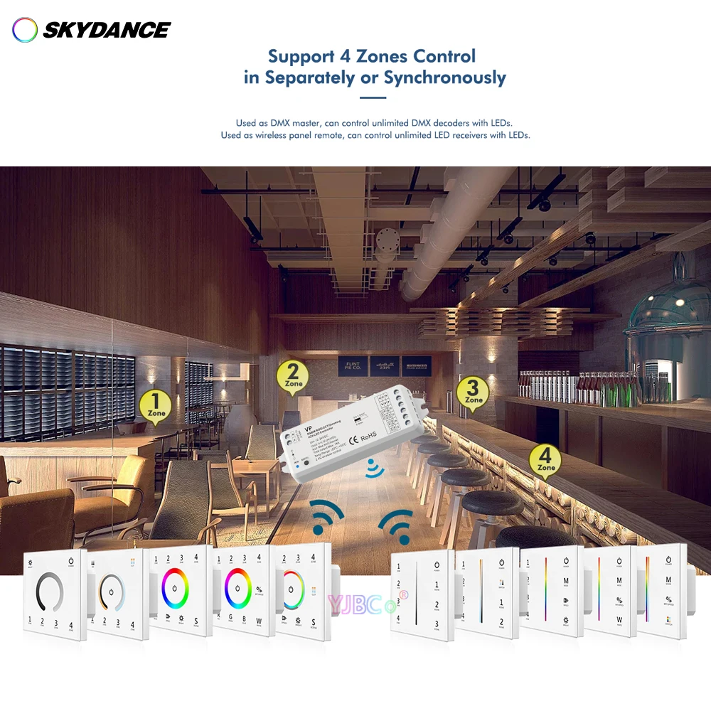 Imagem -02 - Controlador de Parede Led Strip Master Dimmer Switch 86 Painel de Toque Cor Única Cct Rgb Rgbw ac Zonas Dmx 512 110v220v