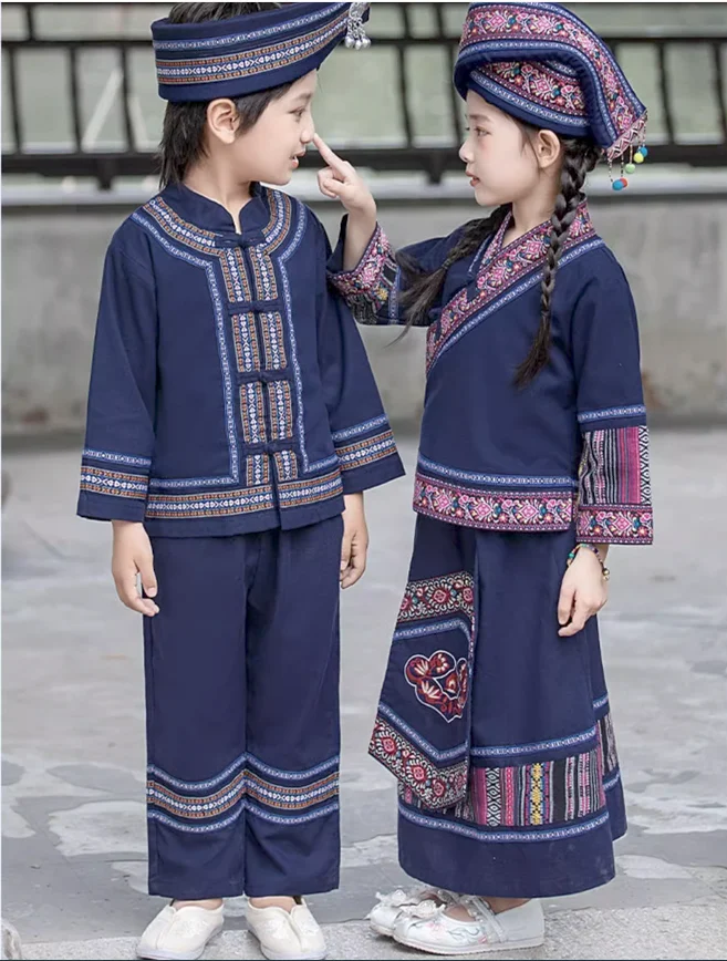Chinesisches Volkstanz kleid Kinder Langarm Performance Set