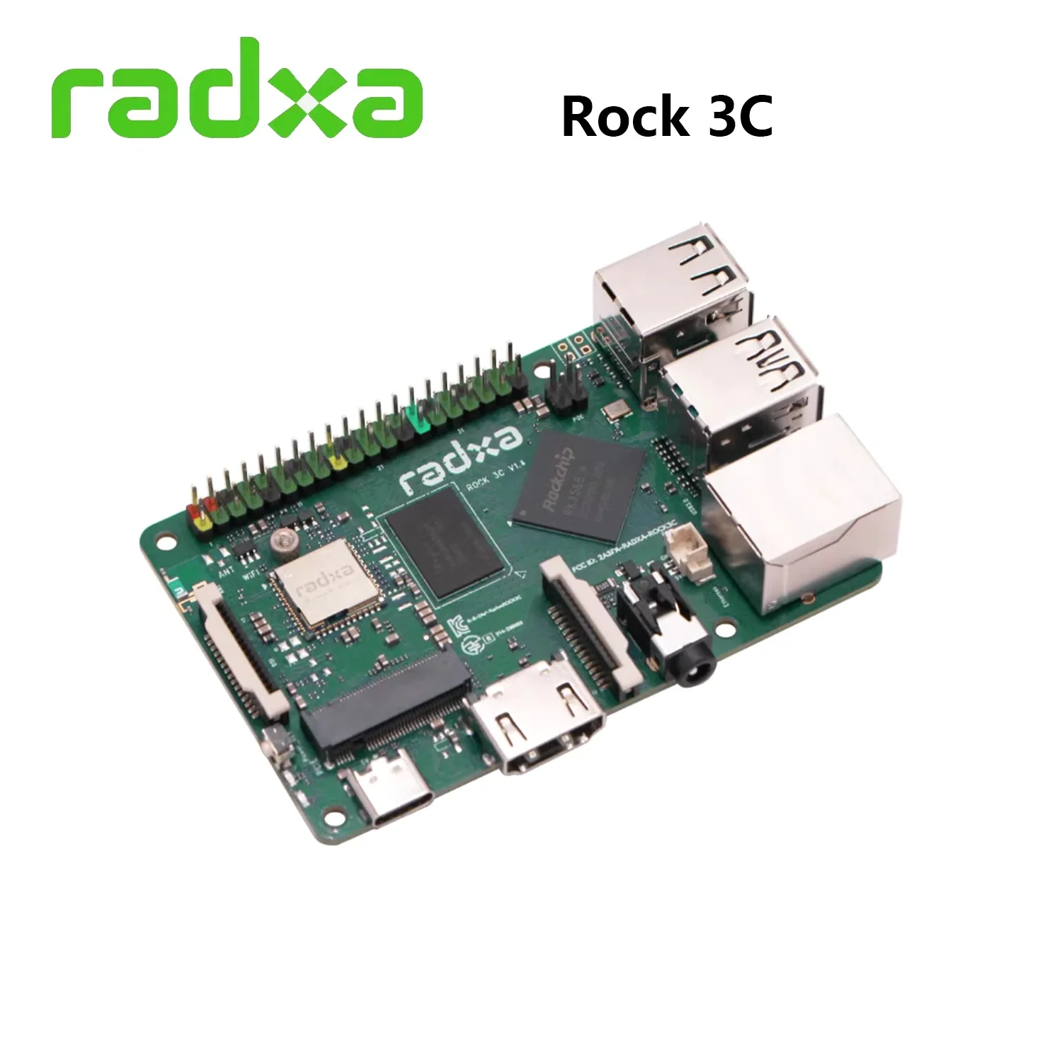 Radxa development board ROCK 3C with 4-core CPU single-board computer, Raspberry Pi alternative