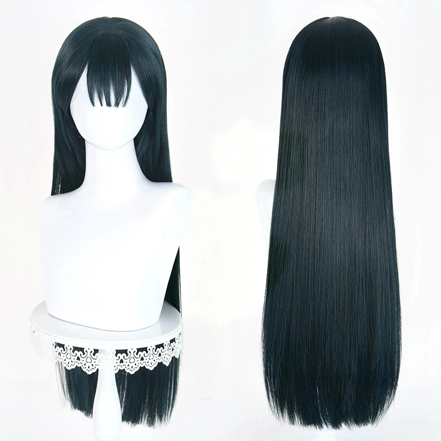 Halloween Carnival Mizi Zombie Stage Sua Alien Stage Cosplay Wig Long Dark Green Straight Hair Heat Resistant Synthetic Wigs