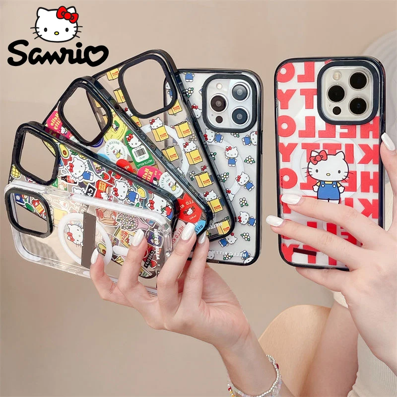 

Sanrio Hello Kitty MagSafe Case for IPhone 15 14 13 12 11 Pro Max Silicone Print Fashion Soft Shell Shockproof Protective Cover