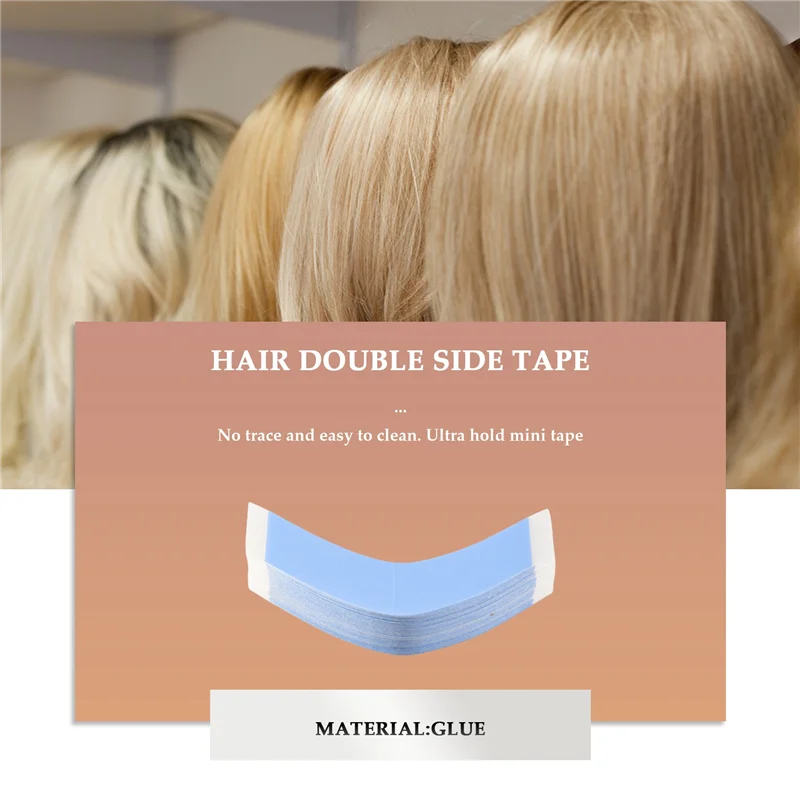 

-HOPE 72Pcs/Lot Strong Hair Wig Tape Double Adhesive Extension Tape Strips Waterproof For Toupee/Lace Front Wigs Film CC Shape