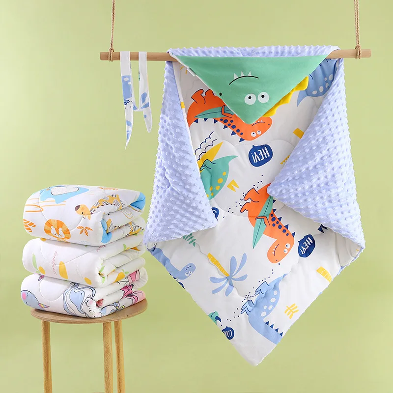 

Newborn Snuggle Winter Soft Skin Thickened Pure Cotton Baby Sleeping Blanket Outdoor Baby Windproof Warm Cartoon Small Quilt
