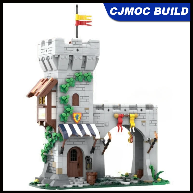 

MOC Medieval town gate building model small particle assembly toy building blocks decoration 755pcs set
