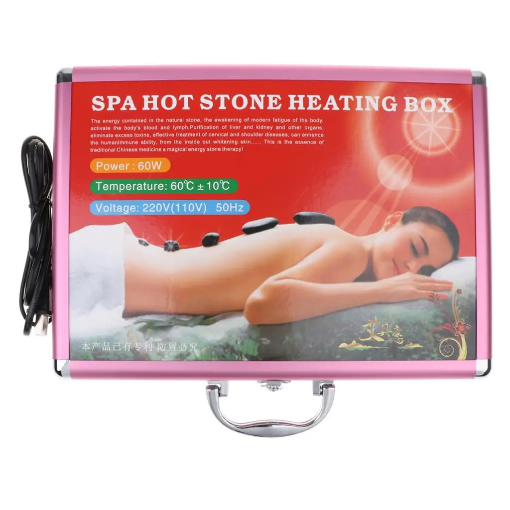 Automatic Stone Massage Hot Stone Warmer Set Stainless Steel Handle Heating Box for Relaxing Body Therapy