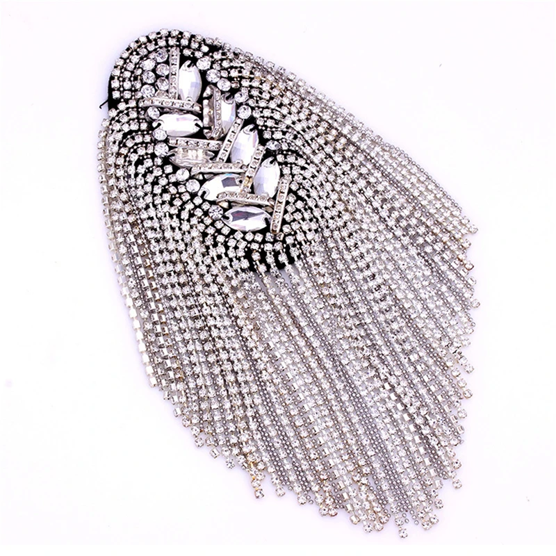 1PCS Fashion Handmade Shoulder Jewelry Tassel Rhinestones Epaulettes Clothing Accessories Brooch Epaulet Shoulder Brooches Gift