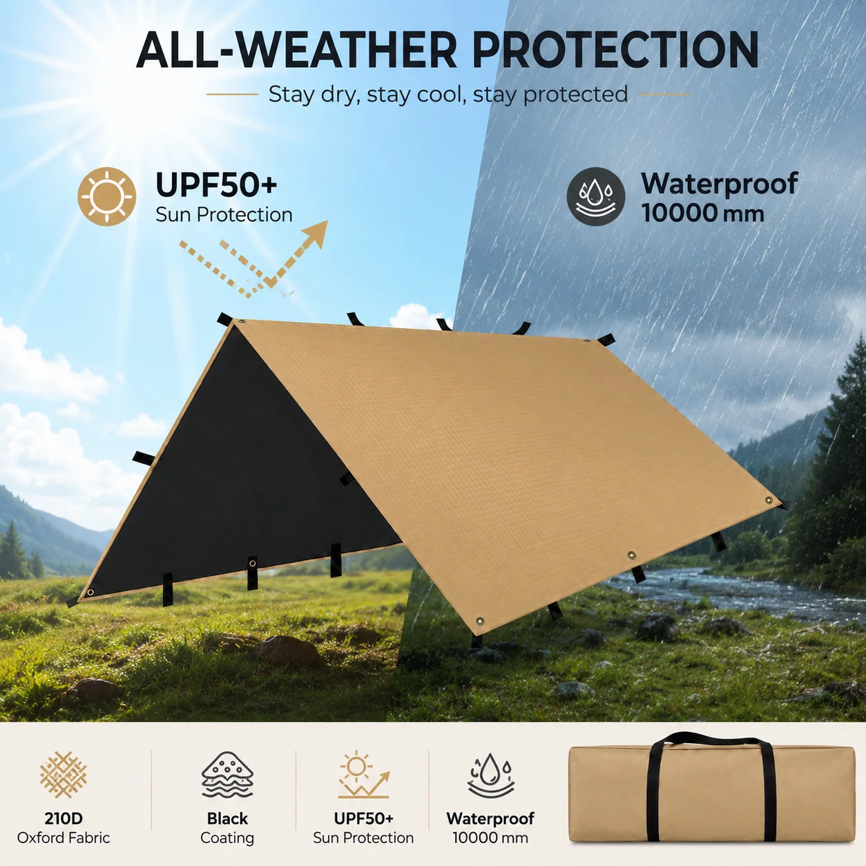 Telo da Campeggio Quadrato 3x3 - Waterproof Tarp Shelter recensione e prezzo