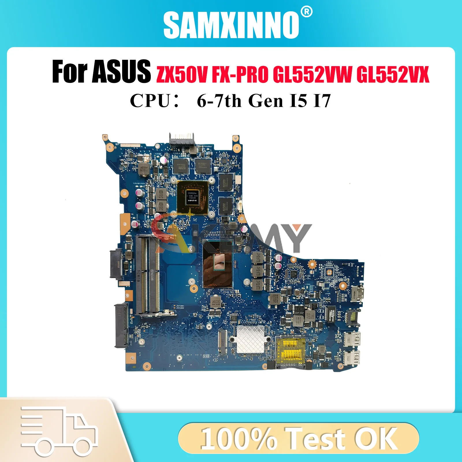 

GL552VX Laptop Motherboard For ASUS ROG FX-PRO GL552V ZX50V GL552VXK GL552VX Notebook Mainboard With I5 I7 CPU 100% tests OK stk