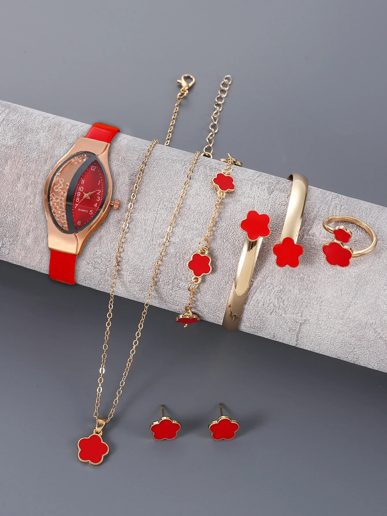 Hot selling fine leather with rhinestones, fashionable women's watch, half diamond ball rolling sand women's quartz watch